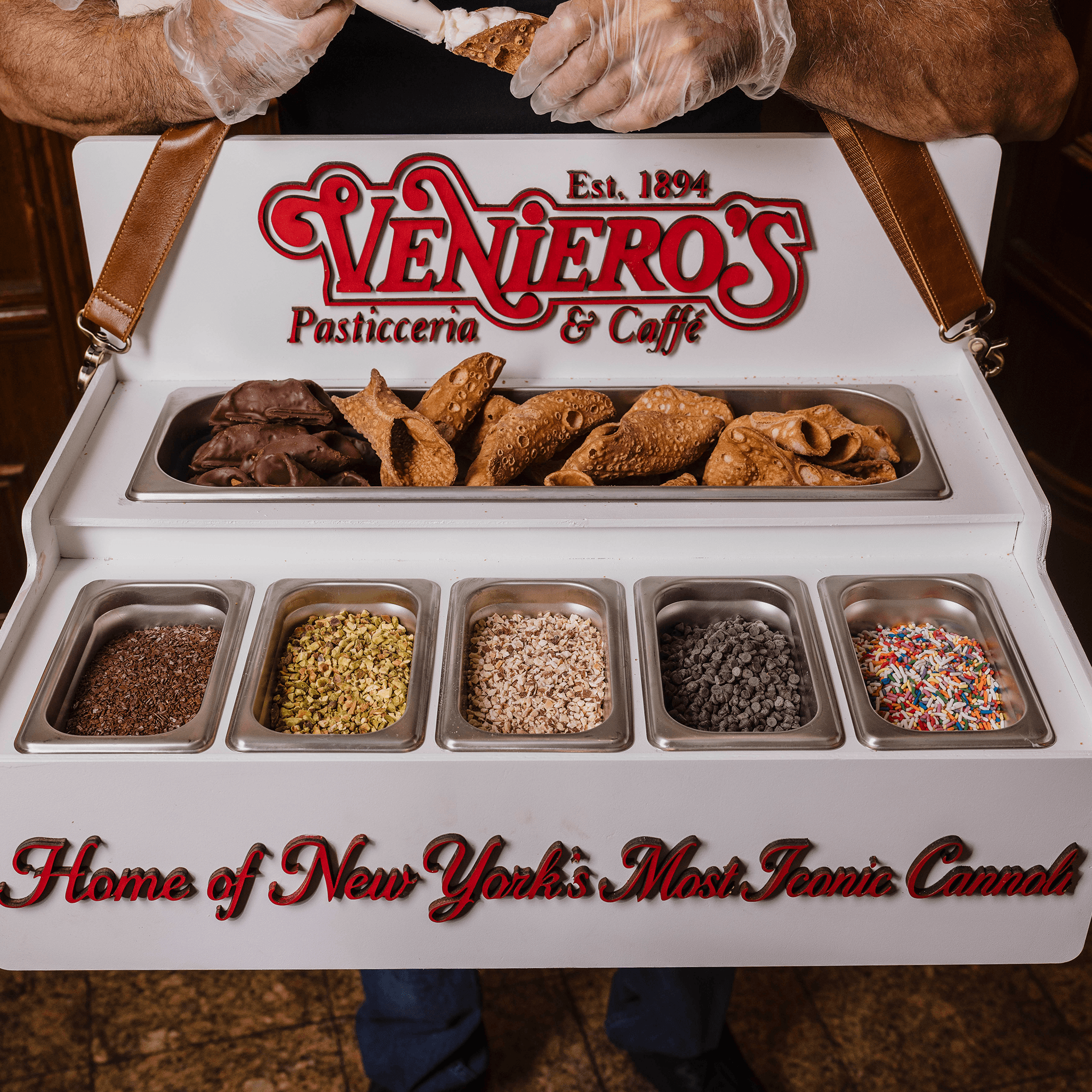Veniero's cannoli and pastry selection