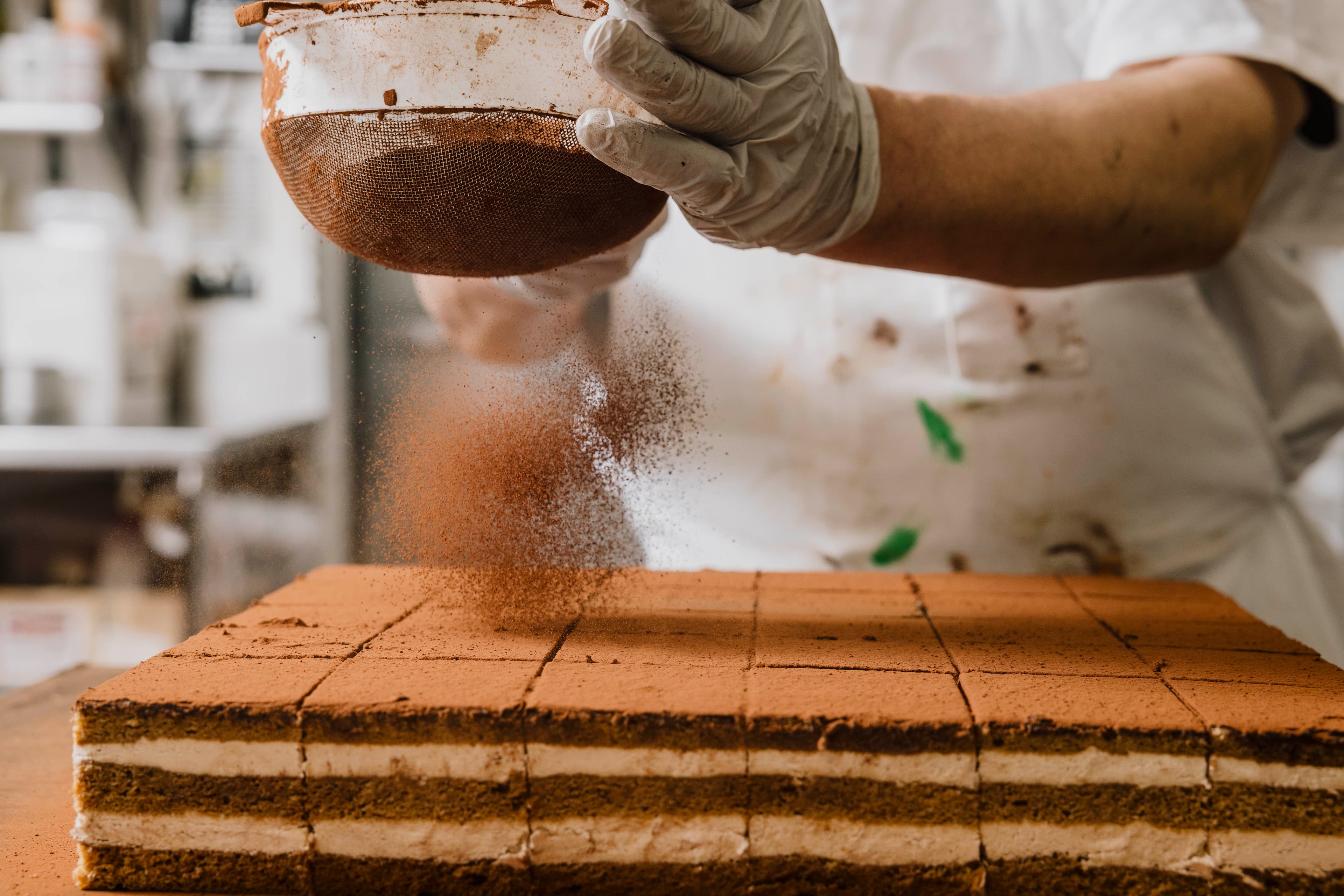 Veniero's handmade cake preparation